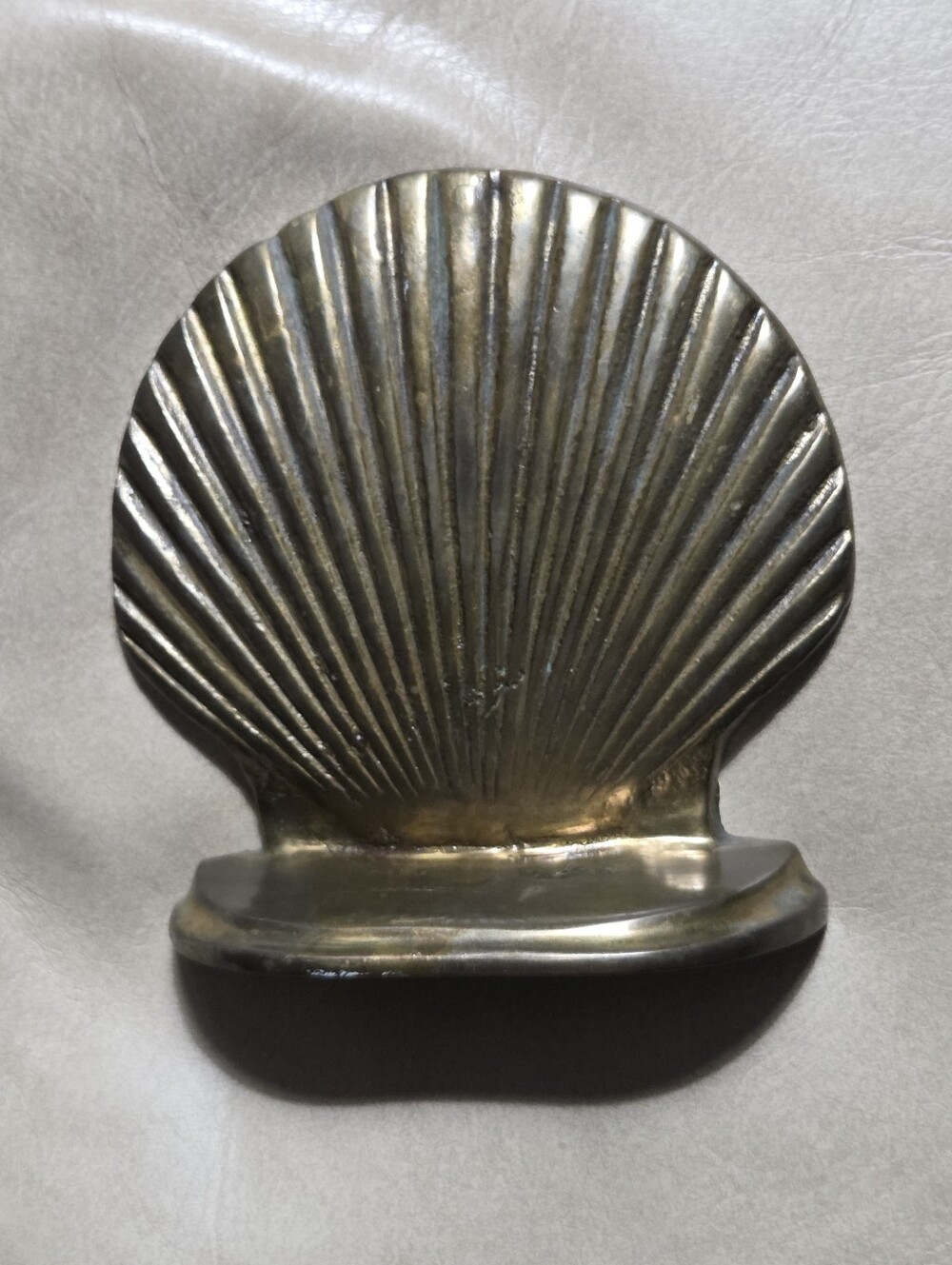 Vintage Brass Scallop Shell Bookend Heavy Paperweight 4.5"